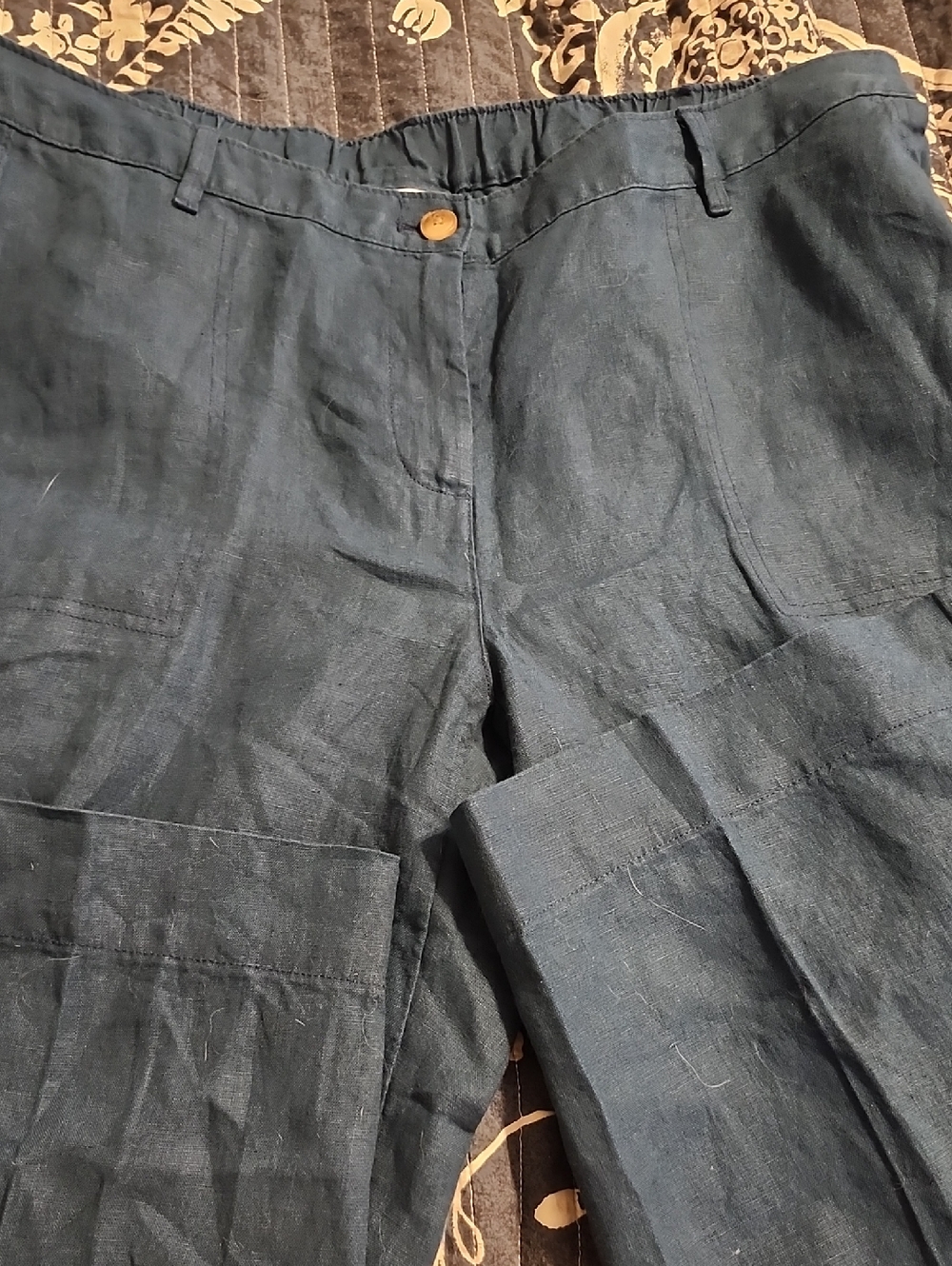 NWT J.jill Dark Teal Blue Linen Pants